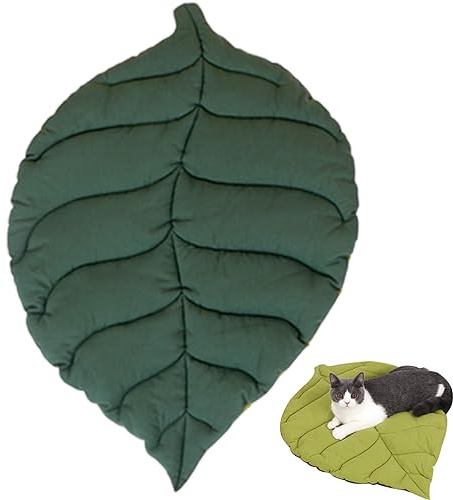 Katzenkissen Blatt Katzenbett doppelseitige Blätter geformte Katzenmattenbett flaches Katzenbett PP Katzendecke FüR Sofa Baumwollfüllung Haustiermatte für Herbst Winter Hundekatze Vorgänge Baumblatt
