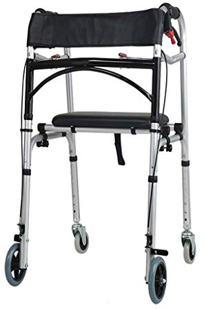 Rollator,Praktisk hopfällbar rollator med sätesavtryckare, gångstativ för seniorer, vuxna äldre rollatorer för inomhus utomhus justerbar lätt bärbar, mobilitetshjälp för handikapp