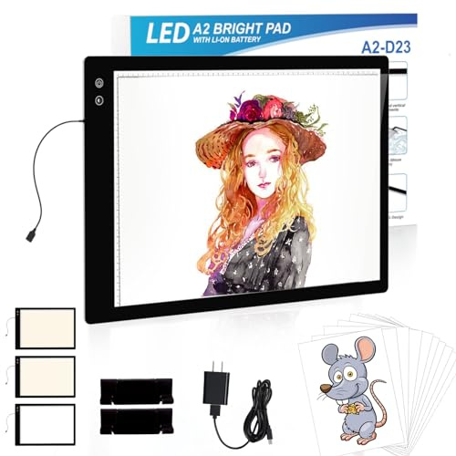 YINGWOND Leuchttisch A2 Wiederaufladbar, kabelloser batteriebetriebener Leuchtkasten diamond painting Zubehör 3 Farben/6 Stufen Licht pad für Diamond Painting/Zeichnung/Röntgenbetrachtung/Skizzieren