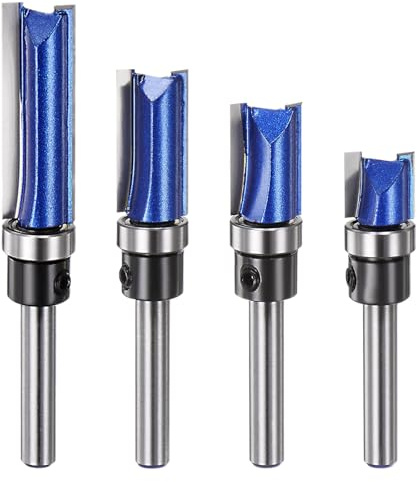 sourcing map Set di 4 punte per fresa dritte, a doppia scanalatura, diametro di taglio 1/2, gambo 6 mm, punta in acciaio al tungsteno, strumento per la lavorazione del legno