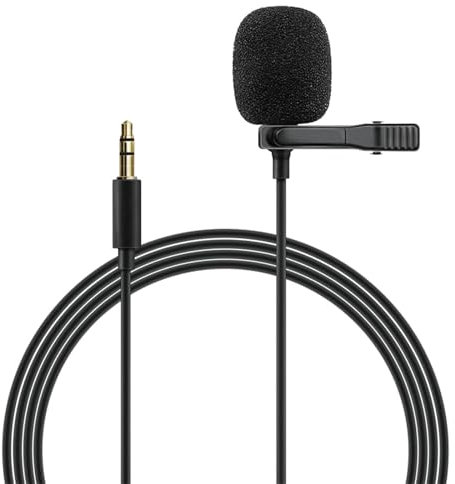 Inefala Microphone Stéréo de Voiture Micro Externe de 3,5 MM avec Clip Autocollant Housse en Mousse Câble 3M Plug and Play Compatible pour Autoradio, DVD de Voiture, Navigation GPS, Microphone Bluetoo