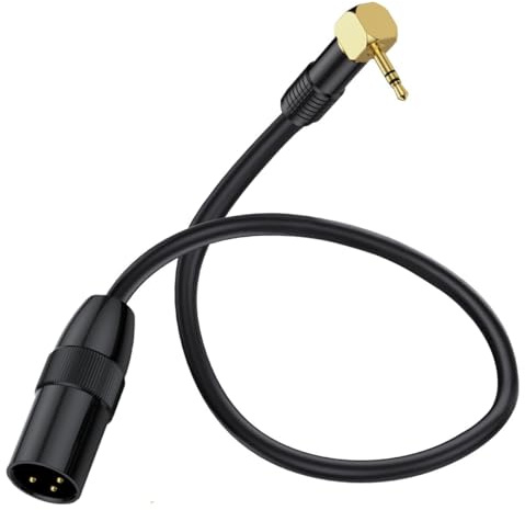 Rechts Anlge 90 Grad 3.5mm auf XLR Kabel, XLR auf 3.5mm Aux Mikrofon Cbale, Ungebalancierte 1/8 Zoll Mini Jack Stereo auf XLR Stecker Kabel Adapter für Handy, Laptop, Lautsprecher, Mixer (50 cm)