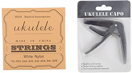 ifundom Langlebiges Gitarrensaiten Satz mit 4 Weißen Nylon Saiten und 1 Schwarzem Kapodaster Einfach zu Benutzen für Klassische Gitarre Zubehör