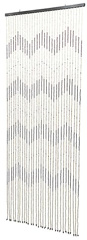 ACROSSPART Türvorhang Perlenvorhang 31 Stränge Fliegenvorhang Balkontür Perlenvorhang Fadenvorhang Balkontür Bambusvorhang Balkontür 90x220cm (Braun, beige)