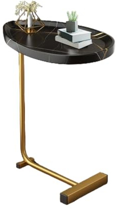 LaptopC-bord – sidobord för soffa, under soffbord, C-bord, smalt matbord för soffa, C-sidobord med metallram, översäng-armstödsbord C-brickbord för vardagsrum, soffa, sovrum