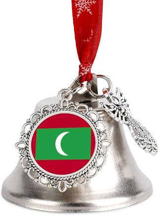 Ornamenti con campanellino tintinnio bandiera Maldive per Natale, ornamento pendente con campanellino tintinnio per festa matrimonio ala campana