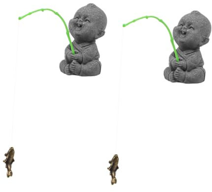 Happyyami 2pièces Figurines Miniatures De Pêcheur Décorations Zen pour Aquarium Et Jardin Ornements Réalistes pour Et Décor De Bureau