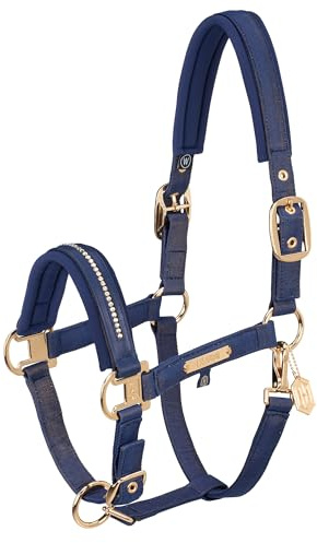 Eskadron Heritage Halfter Glam Crystal Double Pin Almond/Trueblue/vintagegreen, Größe:Pony 1, Farbe:True Blue