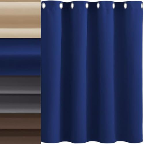 AMZYU Living Room Curtain 1 Panel, 165 x 235 cm(65 x 93inch) Super Soft Plain Long Curtain Thermal Insulated Door Curtain Sunlight Blocking & UV Protected for Bedroom, Offices, Blue