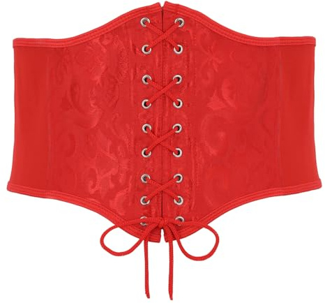 VONMELLI Corsetto Donna Retrò Ampia Cintura Elastica Pizzo Fino Corsetti Pirata Per Vestito Moda Cintura Donna Legata Corsetto Nero per Vestirsi Costume di Halloween