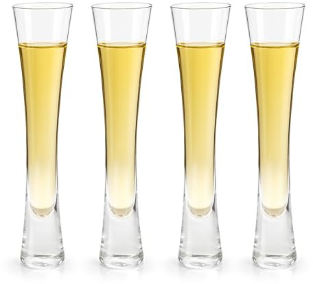 Aramanara 4 Pcs 140 ml Champagne Flutes, Clear Prosecco Glasses, Handmade Crystal Glass Champagne Glasses for Wedding, Housewarming, Parties, Bar, Anniversary