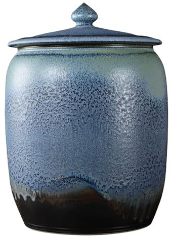EKDJSN Large Rice Container, Ceramic Rice Bucket with Lid, Chinese Style Rice Storage Container, Sealed Ceramic Rice Cylinder, Food Storage Jar Rice Dispenser, for Rice, Cereal, Flours(25kg)