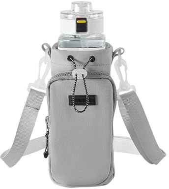 EASYLOCK Wasserflaschenhalter mit Phone Taschen Trinkflasche zum Umhängen Bergsteigen, Camping Aktivitäten im Freien (Grau)