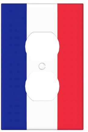 Cubiertas de salida con estampado de bandera francesa, 1 placa de pared de tamaño estándar, cubiertas de placas frontales de policarbonato de doble salida