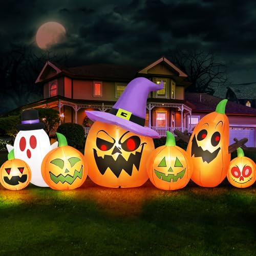 Danxilu 8FT Halloween Inflatable Pumpkins with Ghost Outdoor Decoration
