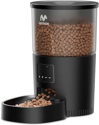 IMIPAW Distributeur Croquettes Chat Automatique 3L - Alimentation Précise | Contrôle Facile via App, 1-10 Repas par jour, Convient Aux Chats et Petits Chiens, Noir
