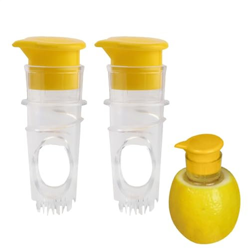 2 spremiagrumi manuale, portatile, contenitore arancione con tappo a vite con filtro integrato per estrarre limoni, lime, arance