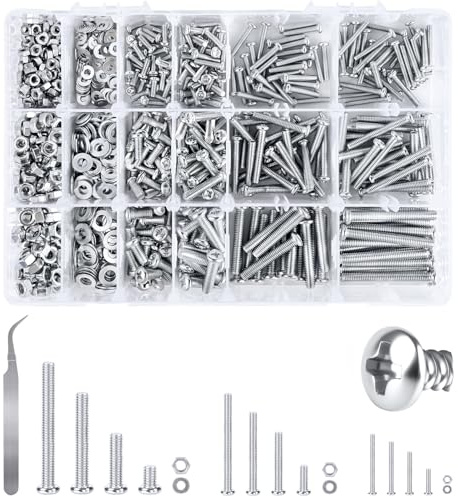Round Head Screw and Flat Washer Nut Kit 930 PCS, M3 M4 M5 Nuts and Bolts Assortment Kit, Cross Pan Head Machine Screws Assorted Set With Hexagon Nuts & Washers For Secure Fastening, DIY