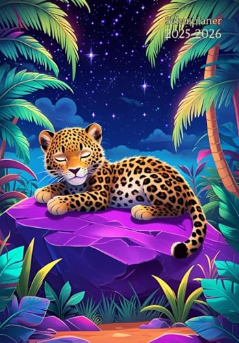 Hausaufgabenheft A5: Tiere Leopard - Schule - Kinder & Teenager - Mädchen & Jungs - Grundschule, Gymnasium & Berufsschule - Schulplaner Mit ... - Einfach - Softcover Ohne Spiralbindung.