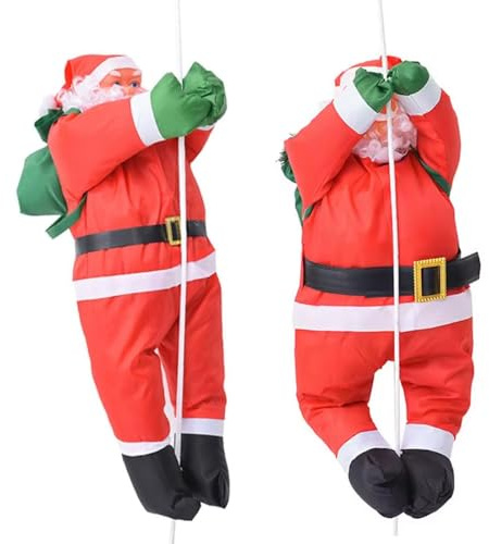 Weihnachtsmann-Figur zum Aufhängen Balkon 40cm, Außenbereich, Weihnachtsbaum, Fenster, Kamin, Große Nikolaus-Dekoration, Weihnachtsdekoration