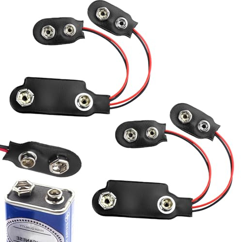 PP3 to PP9 Battery Adapter 2 Pcs, PP3 9V Battery to PP9 Snap Connector Plastic Leather Battery Snap T-Type Cable Connector for Vintage Transistor Radios Etc