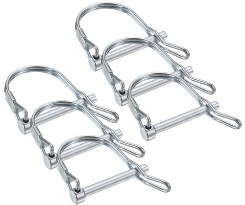 PATIKIL 6 Pcs Goupilles D'Attelage Pour Remorques, 3/16 x 1.6 (5mm x 40mm) Goupille À Fil D'Archage Clip De Verrouillage À Ressort Avec Boucle Pour Remorques Tondeuses À Gazon Chariots