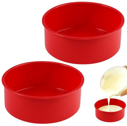 2 stycken runda silikonbakformar av silikon, 15 cm silikonkakform rund | silikonbakform rund, BPA-fri, återanvändbar, non-stick, för skiktade kakor, ostkakor, regnbågstkaka