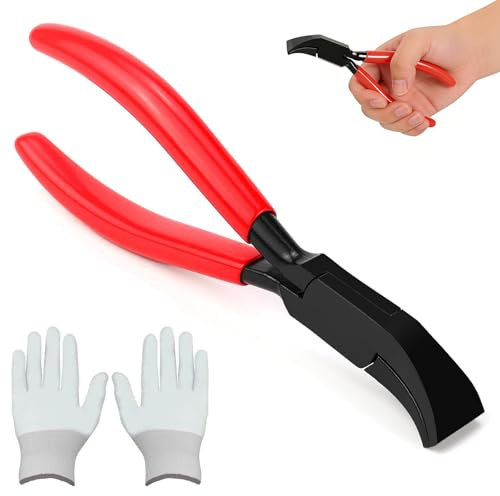 Alicates Plegables 45°, 1 Pieza 2,2cm de Ancho Alicates para Doblar Chapa, Rojo Juego de Alicate Plegables, con Mango y Guantes, Herramientas Dobladoras de Chapa, para Techadores, Fontaneros