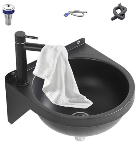 Generico Lavabo - Lavabo Semircolare Per Lavaggio Mani | Con Rubinetto | per Ambiente Bagno, Locale Toilette, Hotel, Cucina Domestica, Angolo Trucco, Lavanderia, Ristorante, Abitazione, Bar