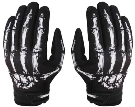 susiodeu Guantes de Motocicleta para Hombre y Mujer, Ligeros y duraderos, para Actividades al Aire Libre, con diseño de Esqueleto y Huesos, para otoño e Invierno, S