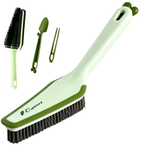 Cepillo limpiador de baño, cepillo limpiador de baño todo en uno, cepillo limpiador de piso 3 en 1, cepillos de alfombras con mango para bañera, inodoro y lavabo (verde)