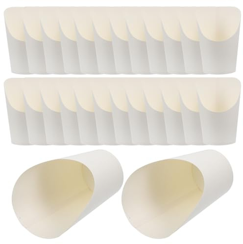 Toyvian Gobelets à Frites en Papier Blanc Jetables Légers et Portables, 50 en Papier Blanc Supports à Frites Multifonctions pour Fêtes et Snacks pour Garçon et Filles et Adultes