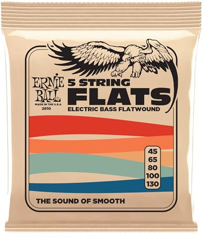Ernie Ball Flatwound 5-Saiter E-Bass-Saiten, Stärke 45-130