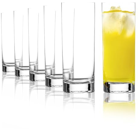 Stölzle Lausitz Crystal Highball Glasses Set of 6 (New York Bar). Dishwasher Safe High Ball Glasses (15.25fl oz). Shatter-Resistant Tall Drinking Glasses Set of 6 - Genuine Stölzle Glassware
