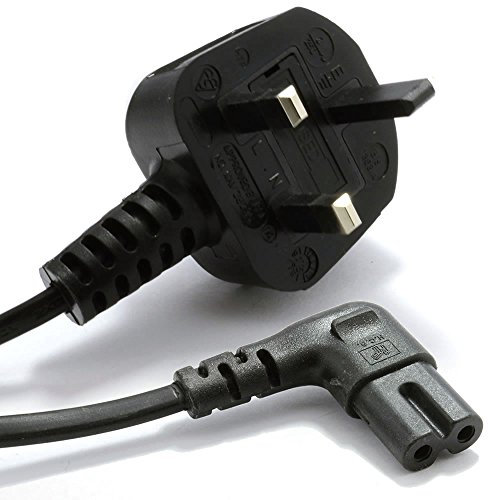 kenable Power Cord UK Plug to Right Angle Figure 8 Fig of 8 Lead Cable C7 1m [1 metres]