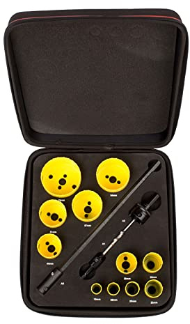 Starrett Bi-Metal Hole Saw Kit - 14 Piece KFC11031 General Purpose Hole Cutter with Arbor Set - Compatible With Bosch Dewalt Hitachi Festool Milwaukee