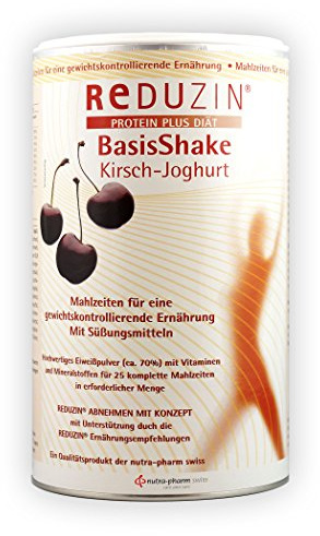 Reduzin Abnehmen Shake, Kirsch-Joghurt, 25 cremige Shakes pro Dose, leckerer Abnehm Shake, Mahlzeitenersatz zum Trinken