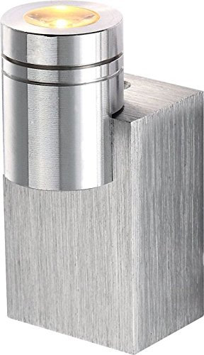 LED Wandleuchte aus Aluminium gebürstet 1 flammig Wand Spot modern (Wandlampe, Wandstrahler, Flur Lampe, Wohnzimmer Leuchte, Länge 4 x Breite 8,3 cm, inkl. Leuchtmitttel 1 x 1 Watt, warmweiß, EEK A)