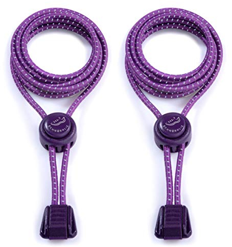 Lacets de sport élastiques, flexibles et fins - Fermeture rapide avec bande plate réfléchissante - Lacets offrant un maintien puissant et une tenue solide., lilas