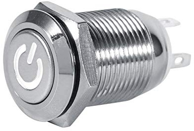Interruttore a pulsante per auto 12mm 3V, metallo impermeabile LED Interruttore a pulsante autobloccante a pulsante 1NO1NC(White)