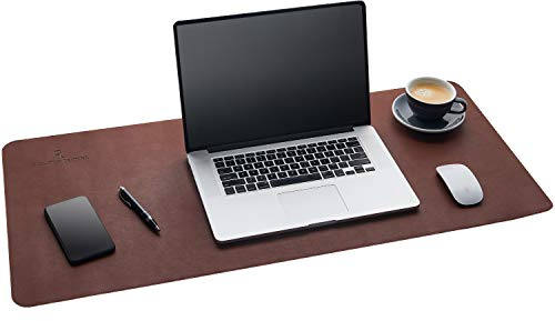 Gallaway Leather Desk Mat, Office Writing Desk Pad, Large 36 x 17 Dark Brown, for Top of Desks, Gift Ready Elegant Computer Desk Cover Protector PU Leather