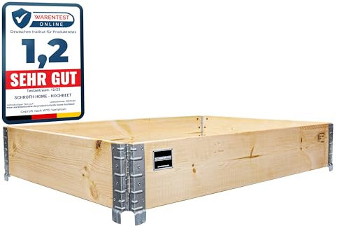 Schroth Home Hochbeet 120x80x20cm groß - rechteckig - Palettenrahmen aus Holz - Hochbeet für Garten - faltbar - steckbar & stapelbar - Aussenbereich (1x Hochbeet Rahmen)