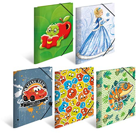 HERMA 19704 Carpeta de dibujo Niños, Paquete de 10, A4, plástico resistente, con impresión interior, carpeta de 1 palmo