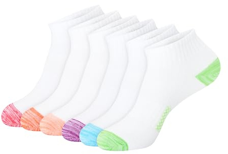 Hanes Women's 6-pair Lightweight Breathable Ventilation Ankle fashion liner socks, White Assorted, 8 12 US