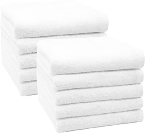 ZOLLNER 10er Set Handtücher in 50x100 cm - weiche und saugstarke Baumwolltücher in weiß - mit praktischem Aufhänger - waschbar bis 95°C - Baumwolle - Hotelqualität