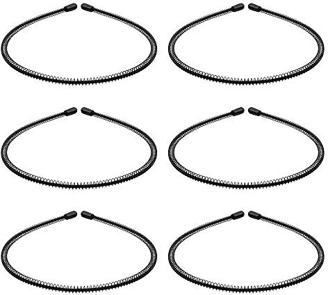 Metall Haarbänder Stirnbänder 6 Stücke Unisex Metall Elastisches Haarreifen Haarschmuck Schwarz für Frauen Männer