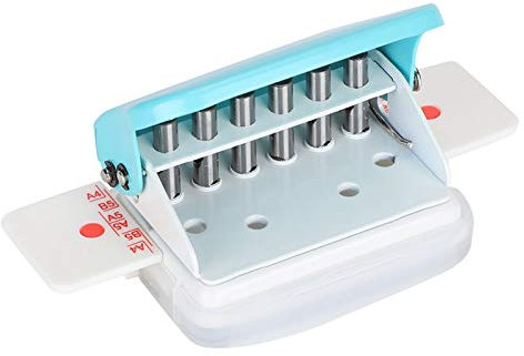 Garosa 6-fach Locher mit Positionierungslineal, Einstellbar für A4/B5/A5 Formate, Türkis, Cremeweiß