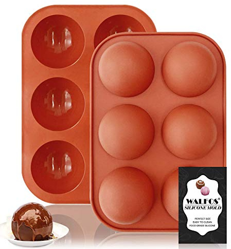 Walfos Moule en Silicone Demi-sphère Moyenne, 2 Paquets de moules de Cuisson en Silicone Demi-sphère pour la Fabrication de Chocolat, gâteau, gelée, Mousse de dôme
