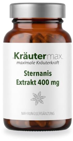 Kräutermax Sternanis Pulver Extrakt 400 mg Kapseln - Sternanisfrucht Illicium Verum - Vegan - 60 Kapseln