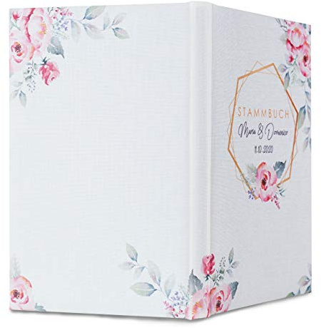 Hochzeitideal – Personalisiertes Stammbuch der Familie Alea Nr. 707 Größe: 21,0 cm x 15,0 cm - Buchbinderleinen Stammbuch Hochzeit - Familienbuch Standesamt mit 6-Fach Ringmechanik